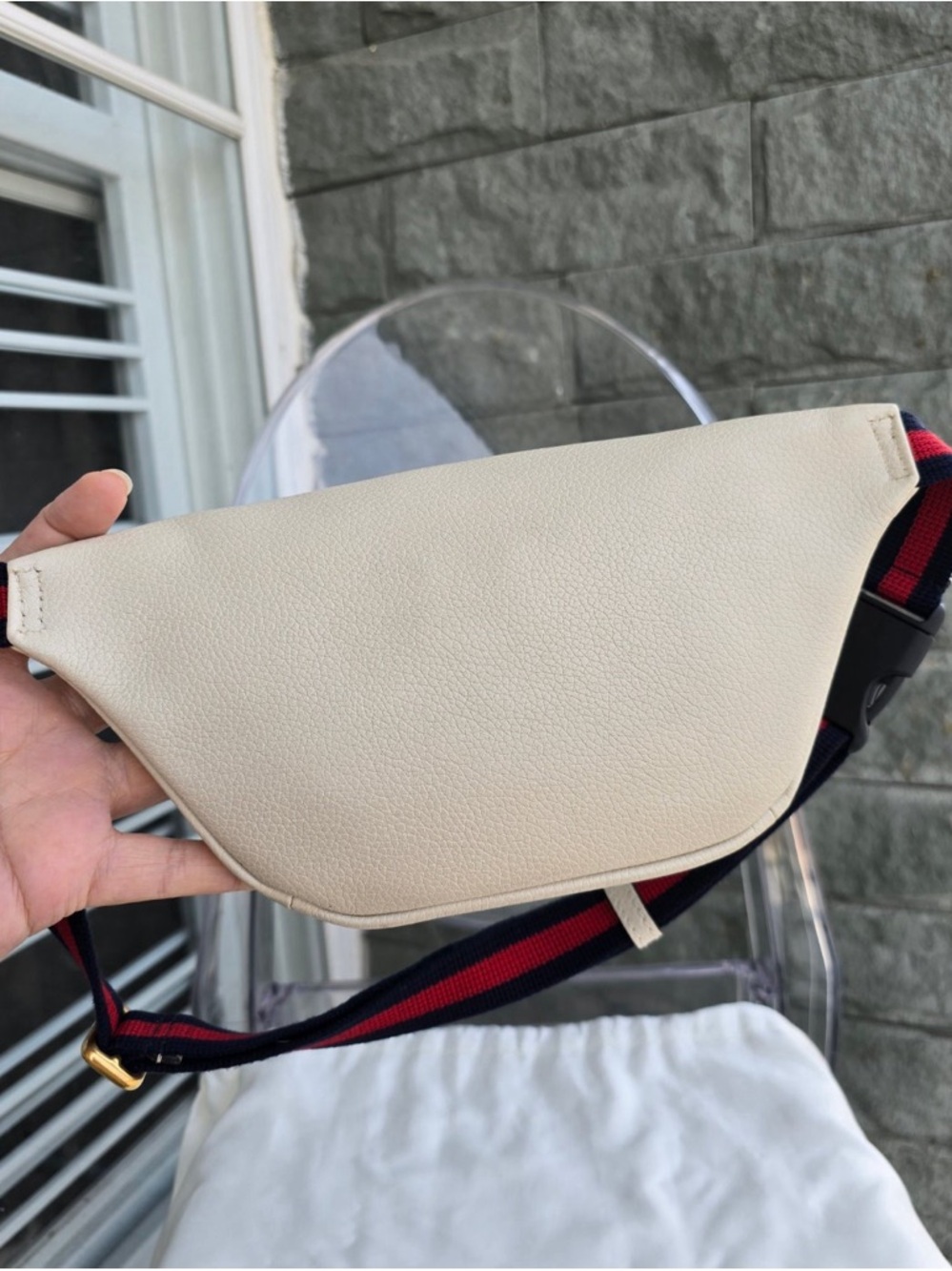 Gucci Cream Leather Belt Bag with Red and Blue Web Strap Authenticity!! - Picture 6 of 16